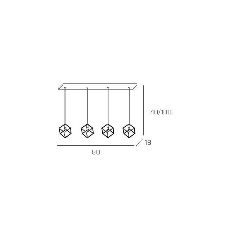 FRAME BINARIO MODERNO A 4 LUCI DIFFUSORI A CUBO IN METALLO CROMATO CON LAMPADINE ATTACCO G9 Top Light Illuminazione - Cristalens