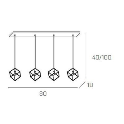 FRAME BINARIO MODERNO A 4 LUCI DIFFUSORI A CUBO IN METALLO CROMATO CON LAMPADINE ATTACCO G9 Top Light Illuminazione - Cristalens