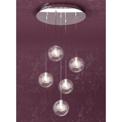 WILLOW SOSPENSIONE MODERNA IN METALLO CROMATO CON DIFFUSORI IN TRE VERSIONI ATTACCO 5XG9 Top Light Illuminazione - Cristalensi S