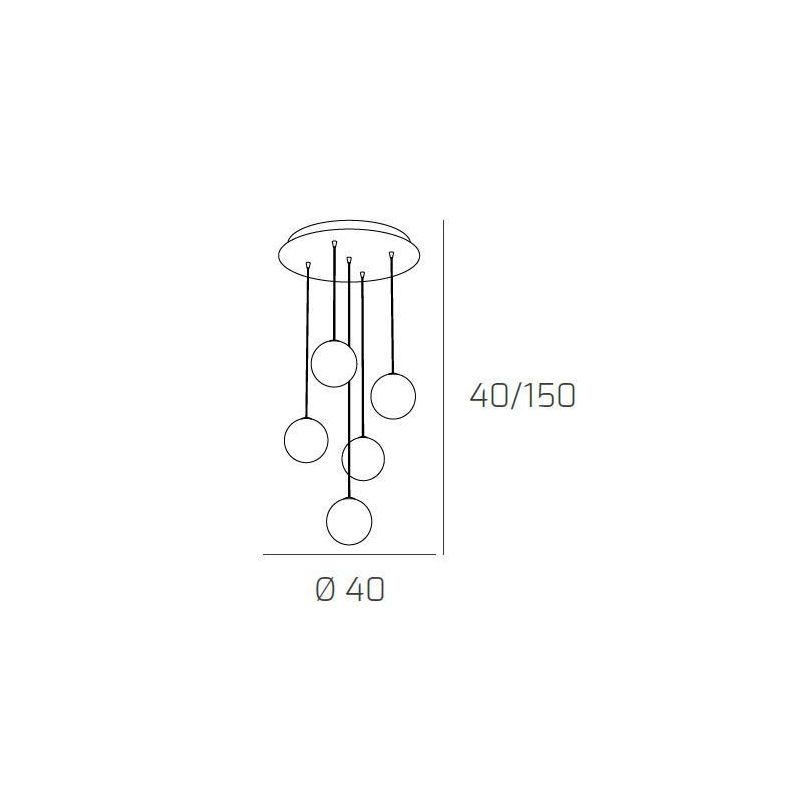 WILLOW SOSPENSIONE MODERNA IN METALLO CROMATO CON DIFFUSORI IN TRE VERSIONI ATTACCO 5XG9 Top Light Illuminazione - Cristalensi S