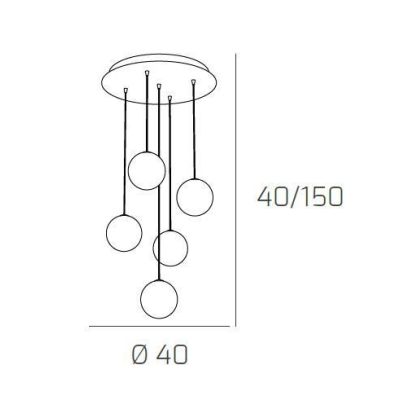 WILLOW SOSPENSIONE MODERNA IN METALLO CROMATO CON DIFFUSORI IN TRE VERSIONI ATTACCO 5XG9 Top Light Illuminazione - Cristalensi S