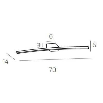 CURVED LAMPADA DA SPECCHIO 70 CM BIANCA O CROMO LED 11,2W LUCE 3000K O 4000K MODERNA DI TOP LIGHT Top Light Illuminazione - Cris