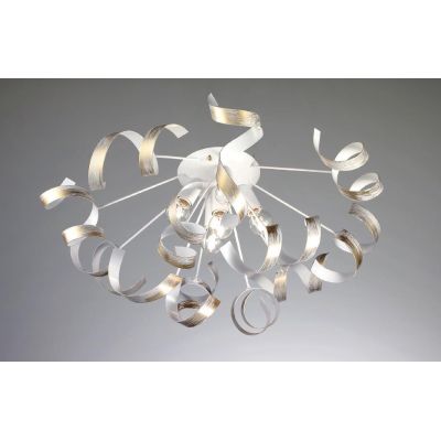 SOLE PLAFONIERA IN METALLO CON DECORI ARGENTO O ORO DIPINTI A MANO MODERNA 5 LUCI CRISTALENSI LUX - Cristalensi Shop Online