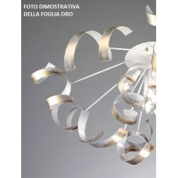 SOLE PLAFONIERA IN METALLO CON DECORI ARGENTO O ORO DIPINTI A MANO MODERNA 3 LUCI CRISTALENSI LUX - Cristalensi Shop Online 2