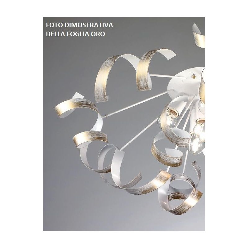 SOLE PLAFONIERA IN METALLO CON DECORI ARGENTO O ORO DIPINTI A MANO MODERNA 3 LUCI CRISTALENSI LUX - Cristalensi Shop Online