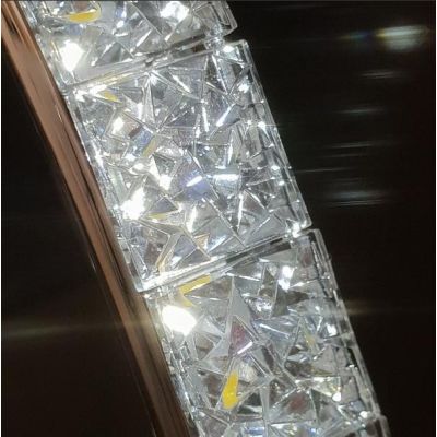 VICKY SOSPENSIONE LINEARE CURVA IN METALLO CROMATO MODERNA L100 CM CON LED 15W LUCE 4000K Padana Lampadari - Cristalensi Shop On