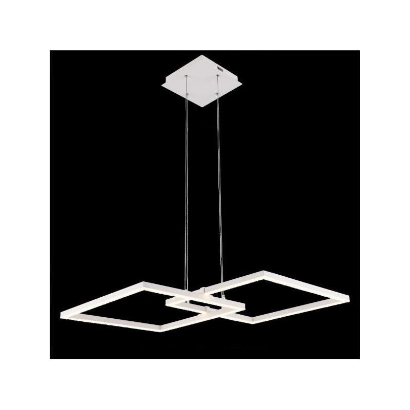 TALETE SOSPENSIONE CON 2 RIQUADRI IN METALLO BIANCO MODERNA LED 34W LUCE 3000K O 4000K Padana Lampadari - Cristalensi Shop Onlin
