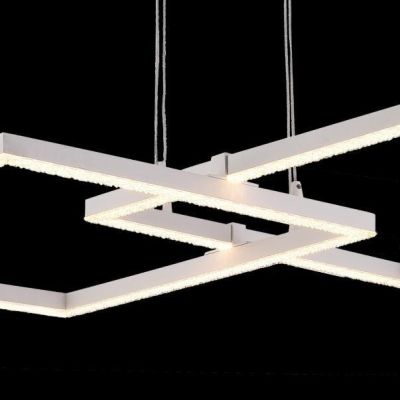 TALETE SOSPENSIONE CON 2 RIQUADRI IN METALLO BIANCO MODERNA LED 34W LUCE 3000K O 4000K Padana Lampadari - Cristalensi Shop Onlin