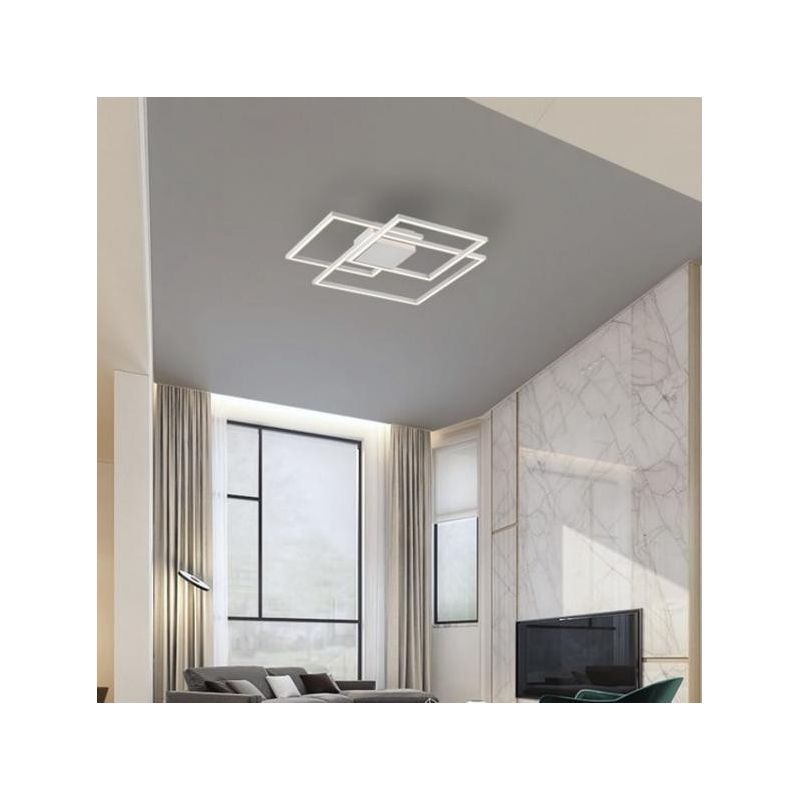 TALETE PLAFONIERA MODERNA A 3 RIQUADRI 56X56 IN METALLO BIANCO LED 42W LUCE 3000K O 4000K Padana Lampadari - Cristalensi Shop On