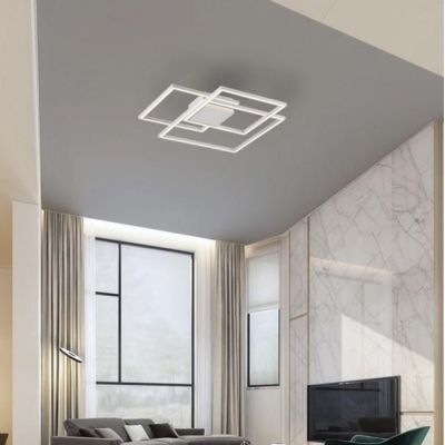TALETE PLAFONIERA MODERNA A 3 RIQUADRI 56X56 IN METALLO BIANCO LED 42W LUCE 3000K O 4000K Padana Lampadari - Cristalensi Shop On