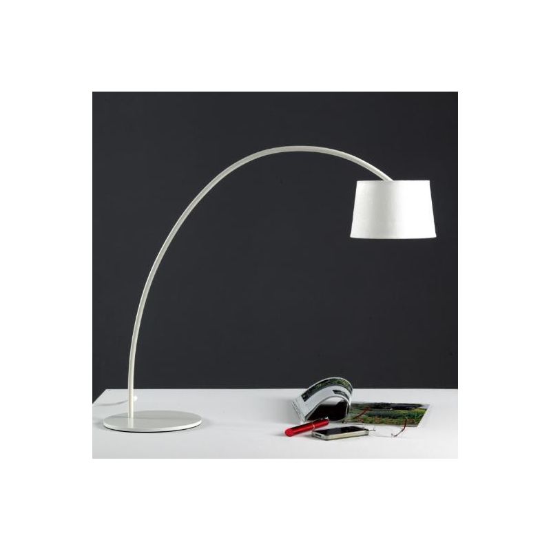 MISS LAMPADA DA TAVOLO AD ARCO ALTEZZA CM 63 IN METALLO BIANCO O NERO CON PARALUME ATTACCO G9 Padana Lampadari - Cristalensi Sho