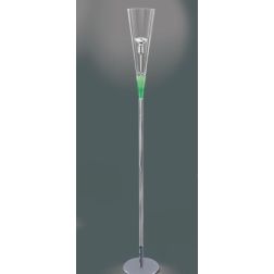 PROSIT LAMPADA DA TERRA IN VETRO PYREX AMBRA VERDE O BLU DETTAGLI CROMO LAMPADINA ATTACCO E27 Padana Lampadari - Cristalensi Sho 2