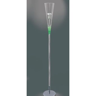 PROSIT LAMPADA DA TERRA IN VETRO PYREX AMBRA VERDE O BLU DETTAGLI CROMO LAMPADINA ATTACCO E27 Padana Lampadari - Cristalensi Sho