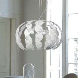 LONDON SOSPENSIONE D53 MODERNA IN METALLO BIANCO CON DECORI TRAFORATI LAMPADINE 3XE27 Padana Lampadari - Cristalensi Shop Online