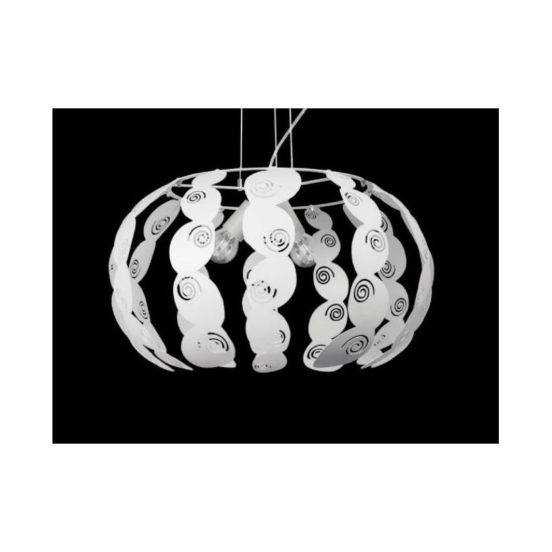 LONDON SOSPENSIONE D53 MODERNA IN METALLO BIANCO CON DECORI TRAFORATI LAMPADINE 3XE27 Padana Lampadari - Cristalensi Shop Online