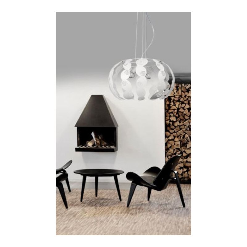 LONDON SOSPENSIONE D40 MODERNA IN METALLO BIANCO CON DECORI TRAFORATI LAMPADINA ATTACCO E27 Padana Lampadari - Cristalensi Shop 