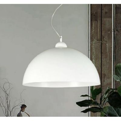 LUNA SOSPENSIONE A CUPOLA D50 MODERNA IN METALLO BIANCO O SABBIA LAMPADINA ATTACCO E27 Padana Lampadari - Cristalensi Shop Onlin