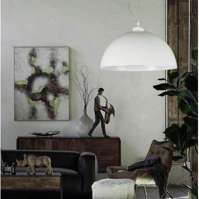 LUNA SOSPENSIONE A CUPOLA D50 MODERNA IN METALLO BIANCO O SABBIA LAMPADINA ATTACCO E27 Padana Lampadari - Cristalensi Shop Onlin