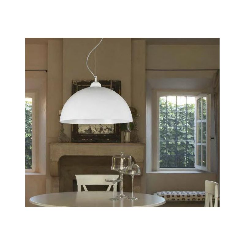 LUNA SOSPENSIONE A CUPOLA D50 MODERNA IN METALLO BIANCO O SABBIA LAMPADINA ATTACCO E27 Padana Lampadari - Cristalensi Shop Onlin
