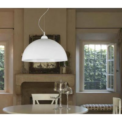 LUNA SOSPENSIONE A CUPOLA D50 MODERNA IN METALLO BIANCO O SABBIA LAMPADINA ATTACCO E27 Padana Lampadari - Cristalensi Shop Onlin