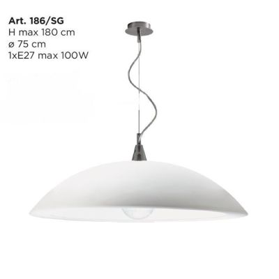 MAMBO SOSPENSIONE SINGOLA D75 IN RESINA BIANCA DETTAGLI CROMO MODERNA LAMPADINA 1XE27 Padana Lampadari - Cristalensi Shop Online