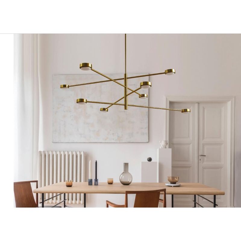 MARIKA SOSPENSIONE MODERNA A 8 LUCI IN METALLO FINITURA NERA O OTTONE CON LAMPADINE 8XGx53 Padana Lampadari - Cristalensi Shop O