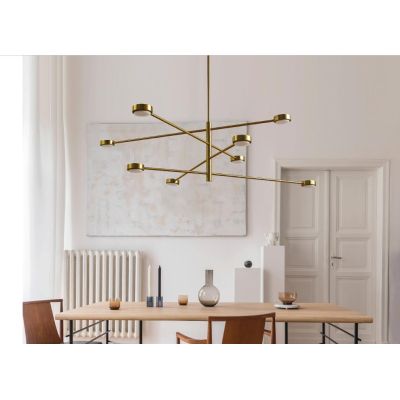 MARIKA SOSPENSIONE MODERNA A 8 LUCI IN METALLO FINITURA NERA O OTTONE CON LAMPADINE 8XGx53 Padana Lampadari - Cristalensi Shop O