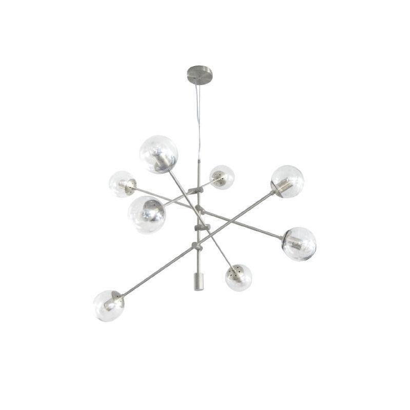 GIOKO SOSPENSIONE 8 LUCI MODERNO METALLO CROMO,BIANCO O NERO CON SFERE IN VETRO Padana Lampadari - Cristalensi Shop Online
