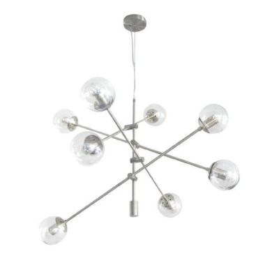 GIOKO SOSPENSIONE 8 LUCI MODERNO METALLO CROMO,BIANCO O NERO CON SFERE IN VETRO Padana Lampadari - Cristalensi Shop Online