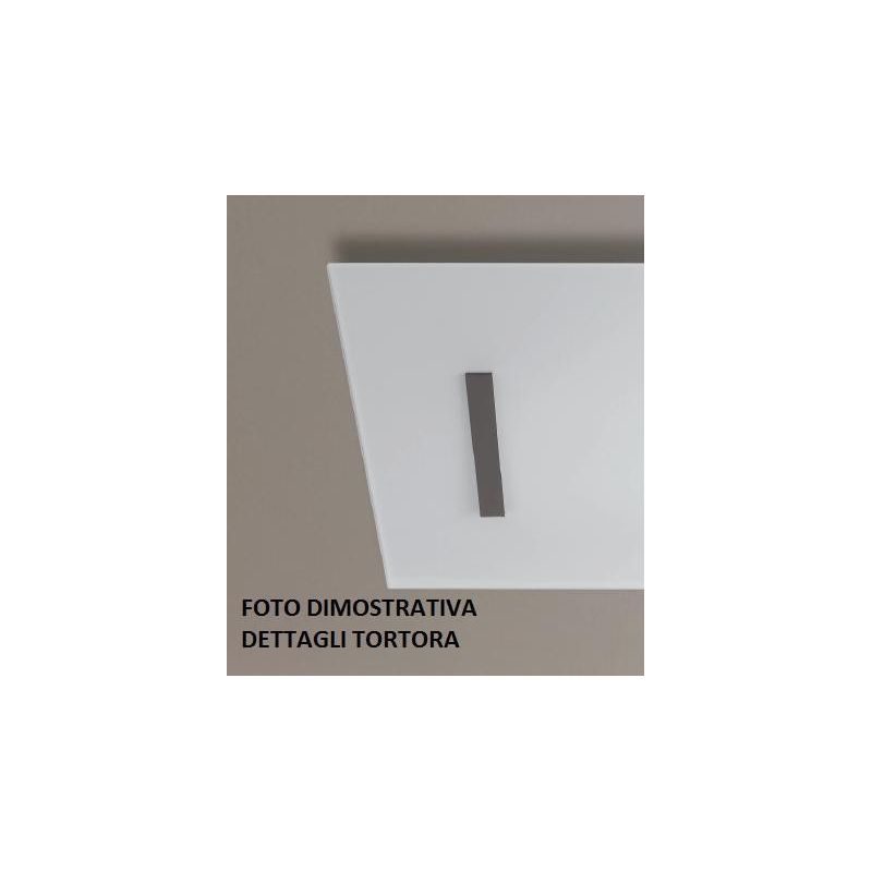DEXTER PLAFONIERA MODERNA IN LASTRA DI VETRO BIANCO LARGHEZZA CM 83 CON DETTAGLI BIANCHI O TORTORA Padana Lampadari - Cristalens