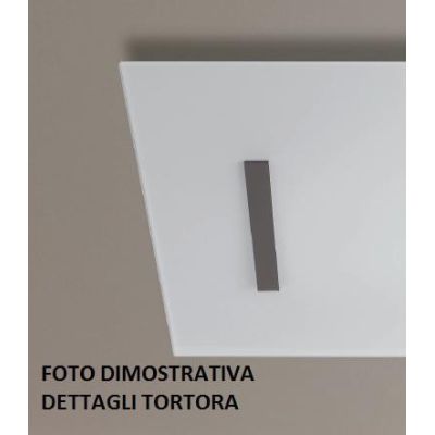DEXTER PLAFONIERA MODERNA IN LASTRA DI VETRO BIANCO LARGHEZZA CM 83 CON DETTAGLI BIANCHI O TORTORA Padana Lampadari - Cristalens