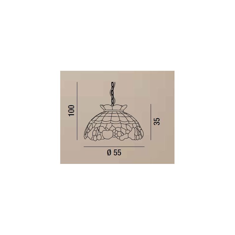 T925-S SOSPENSIONE IN VETRO TIFFANY DIAMETRO 55 Perenz - Cristalensi Shop Online