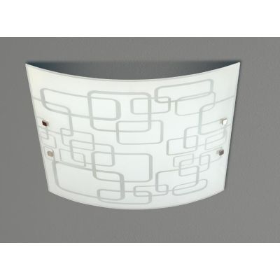 ARIEL PLAFONIERA MODERNA CM 60X50 IN VETRO DECORATO BIANCO DETTAGLI CROMO LAMPADINE 4XE27 Padana Lampadari - Cristalensi Shop On