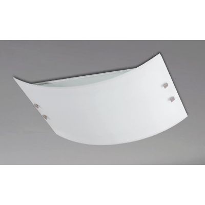 BETA PLAFONIERA CM 60X50 IN VETRO BIANCO SATINATO CON DETTAGLI CROMO LAMPADINE 4XE27 Padana Lampadari - Cristalensi Shop Online