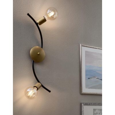 PABLO PLAFONIERA APPLIQUE 2 LUCI VINTAGE IN METALLO NERO O BIANCO CON LAMPADINE A VISTA Padana Lampadari - Cristalensi Shop Onli