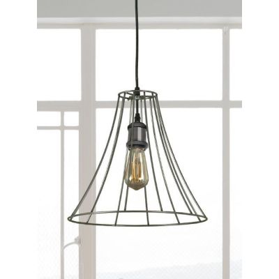 BASKET SOSPENSIONE SINGOLA STILE VINTAGE IN METALLO ANTRACITE CON STRUTTURA APERTAATTACCO E27 Padana Lampadari - Cristalensi Sho