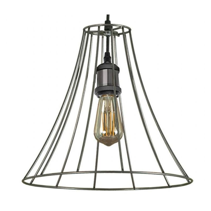 BASKET SOSPENSIONE SINGOLA STILE VINTAGE IN METALLO ANTRACITE CON STRUTTURA APERTAATTACCO E27 Padana Lampadari - Cristalensi Sho