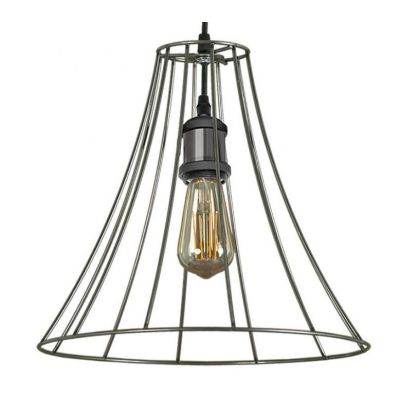 BASKET SOSPENSIONE SINGOLA STILE VINTAGE IN METALLO ANTRACITE CON STRUTTURA APERTAATTACCO E27 Padana Lampadari - Cristalensi Sho