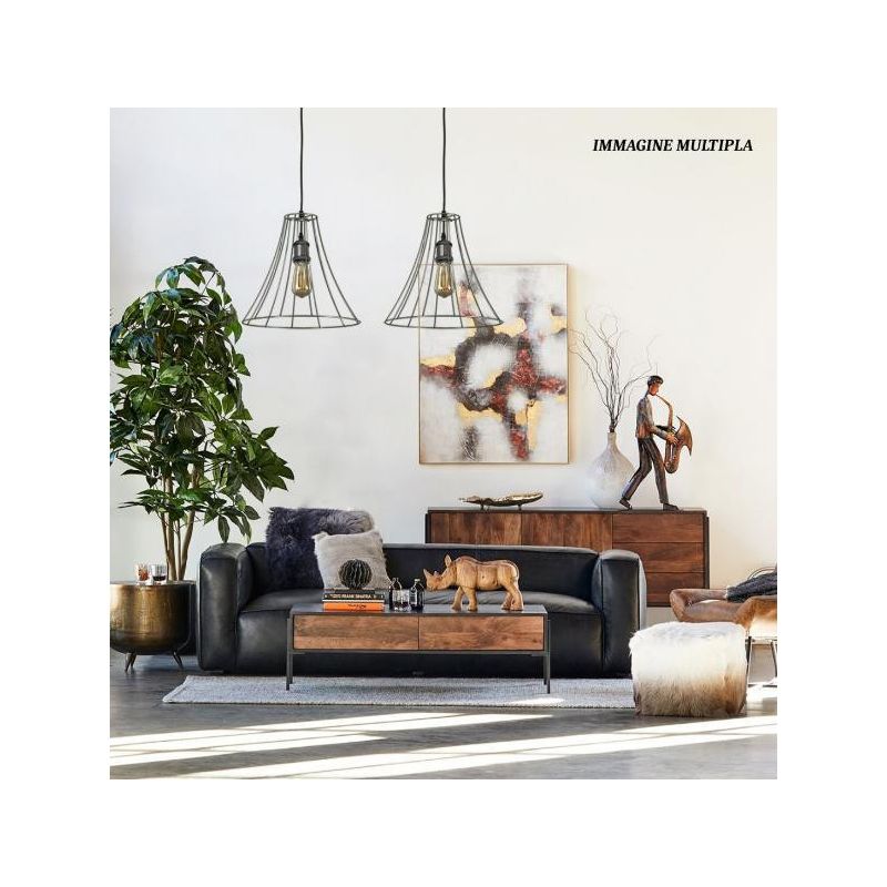 BASKET SOSPENSIONE SINGOLA STILE VINTAGE IN METALLO ANTRACITE CON STRUTTURA APERTAATTACCO E27 Padana Lampadari - Cristalensi Sho