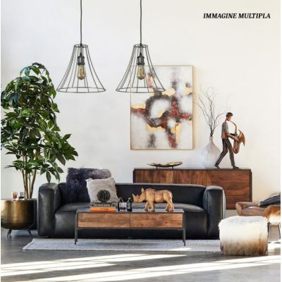 BASKET SOSPENSIONE SINGOLA STILE VINTAGE IN METALLO ANTRACITE CON STRUTTURA APERTAATTACCO E27 Padana Lampadari - Cristalensi Sho