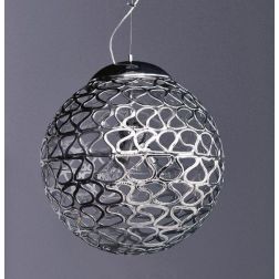 TRICOT SOSPENSIONE MODERNA D50 IN ACRILICO DECORATO CROMO CON TRE LAMPADINE ATTACCO E27 Padana Lampadari - Cristalensi Shop Onli