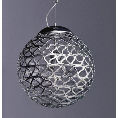 TRICOT SOSPENSIONE MODERNA D50 IN ACRILICO DECORATO CROMO CON TRE LAMPADINE ATTACCO E27 Padana Lampadari - Cristalensi Shop Onli