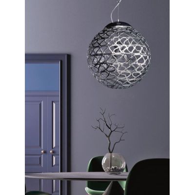 TRICOT SOSPENSIONE MODERNA D50 IN ACRILICO DECORATO CROMO CON TRE LAMPADINE ATTACCO E27 Padana Lampadari - Cristalensi Shop Onli