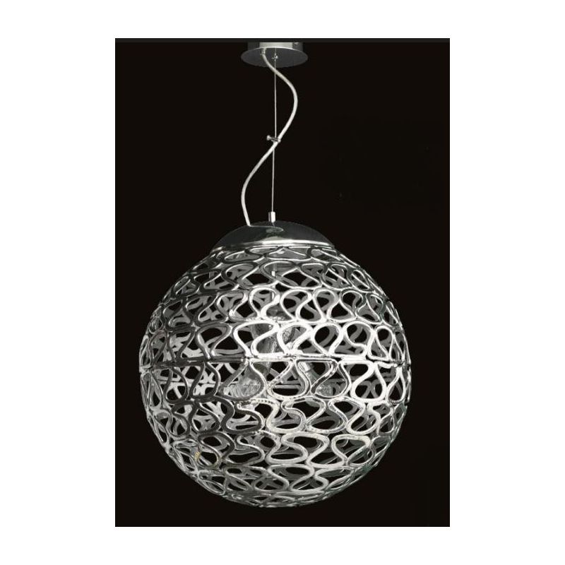 TRICOT SOSPENSIONE MODERNA D50 IN ACRILICO DECORATO CROMO CON TRE LAMPADINE ATTACCO E27 Padana Lampadari - Cristalensi Shop Onli