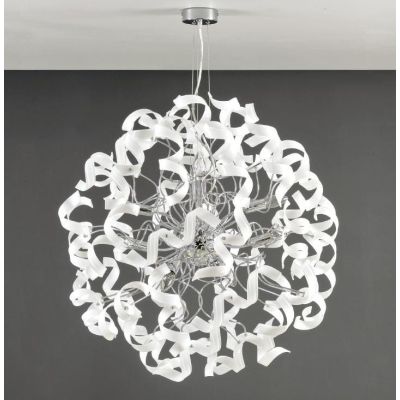 273/SG TRUDY LAMPADARIO MODERNO CON RICCIOLI IN VETRO COLORATO E STRUTTURA IN METALLO CROMO Padana Lampadari - Cristalensi Shop 