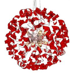 273/SG TRUDY LAMPADARIO MODERNO CON RICCIOLI IN VETRO COLORATO E STRUTTURA IN METALLO CROMO Padana Lampadari - Cristalensi Shop  2