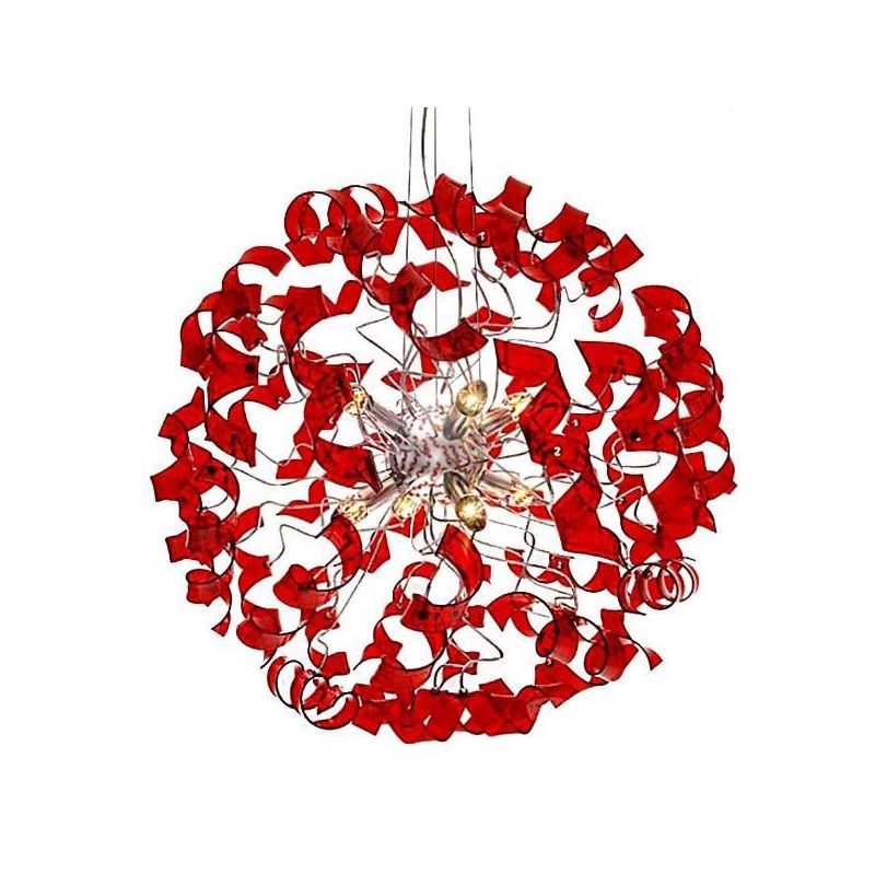 273/SG TRUDY LAMPADARIO MODERNO CON RICCIOLI IN VETRO COLORATO E STRUTTURA IN METALLO CROMO Padana Lampadari - Cristalensi Shop 