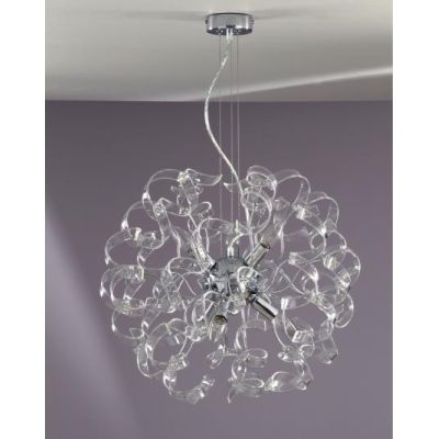 273SM TRUDY LAMPADARIO MODERNO CON RICCIOLI IN VETRO COLORATO E STRUTTURA IN METALLO CROMO Padana Lampadari - Cristalensi Shop O