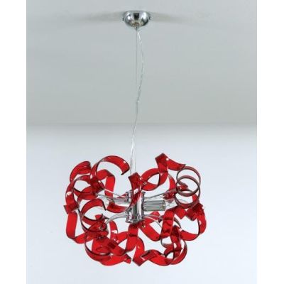 273SP TRUDY LAMPADARIO MODERNO CON RICCIOLI IN VETRO COLORATO E STRUTTURA IN METALLO CROMO Padana Lampadari - Cristalensi Shop O