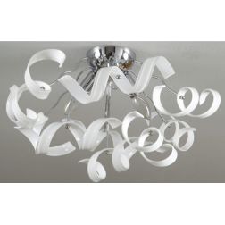 273-PLG TRUDY PLAFONIERA GRANDE CON RICCIOLI IN VETRO COLORATO E STRUTTURA IN METALLO CROMO Padana Lampadari - Cristalensi Shop  2